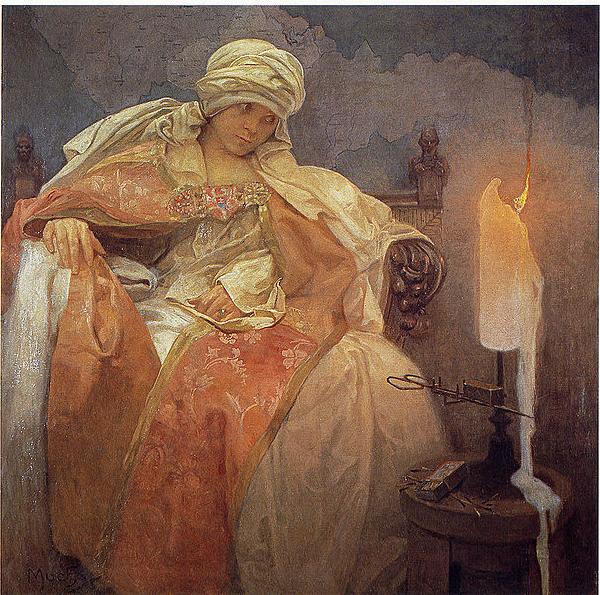 Alfons Mucha Woman With a Burning Candle France oil painting art